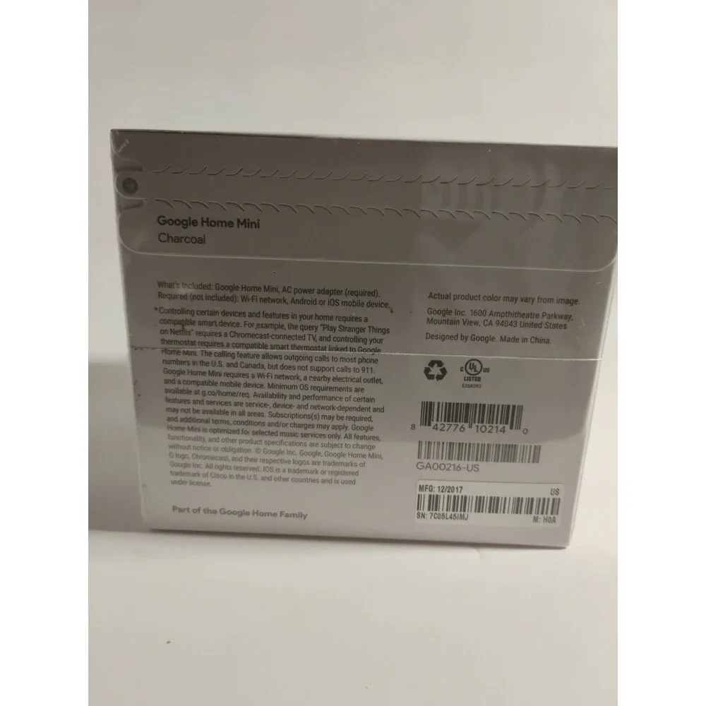 Google Home Mini Smart Assistant - Charcoal (GA00216-US) New Sealed